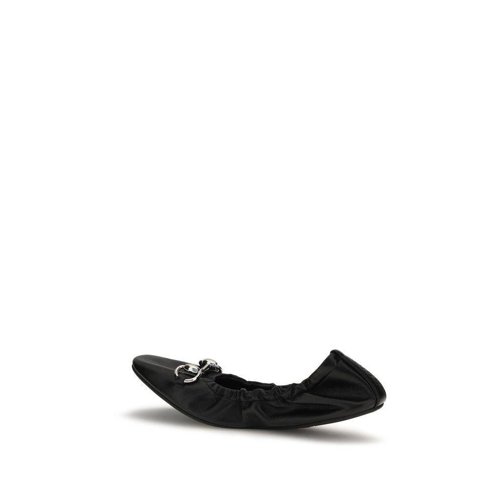 Mocassins ballerines Gucci en cuir de veau noir Bos Taurus
