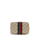 Gucci Beige Cotton Medium Beauty Case with Web Stripe