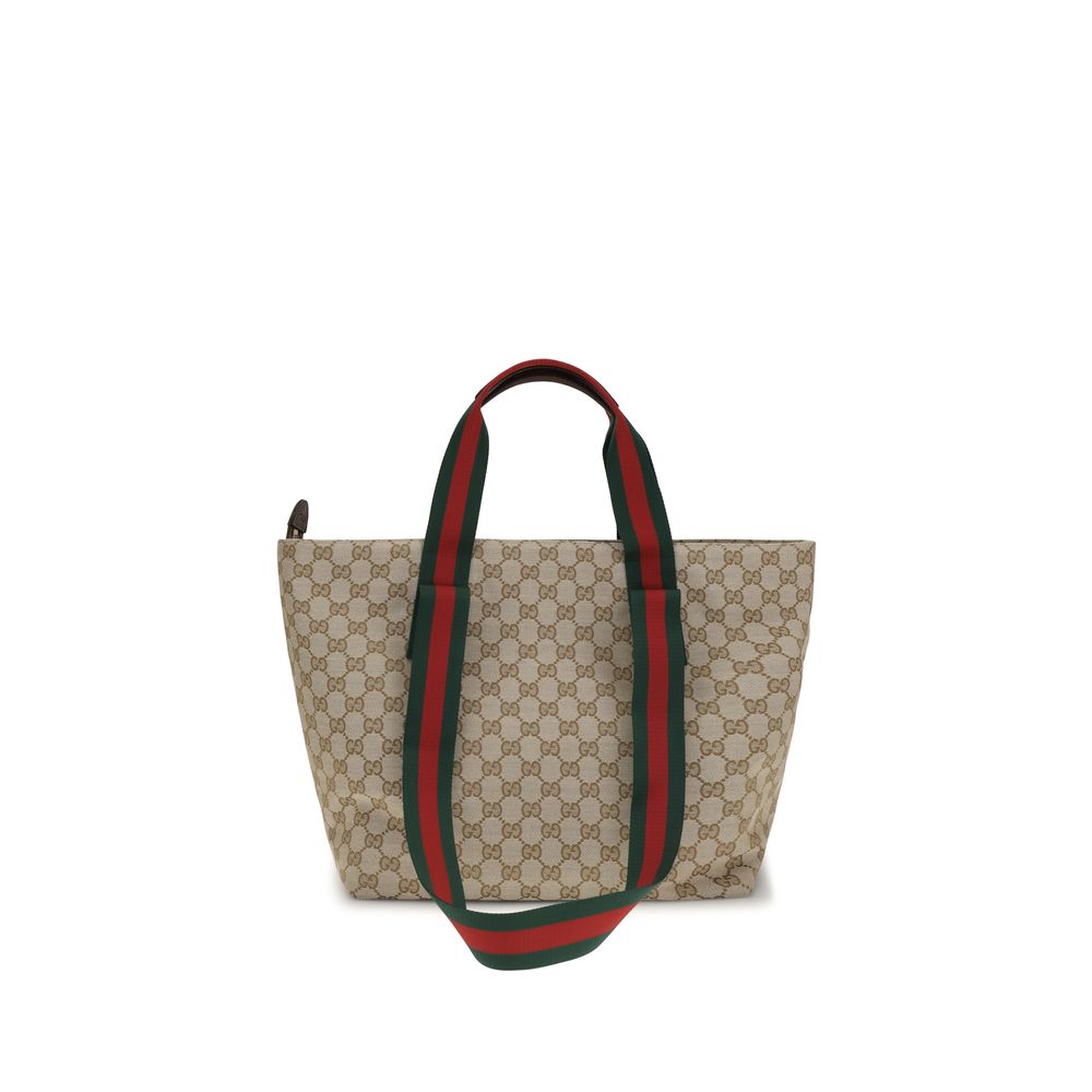 Gucci Beige Fabric Shoulder Bag - Small GG Motif Tote