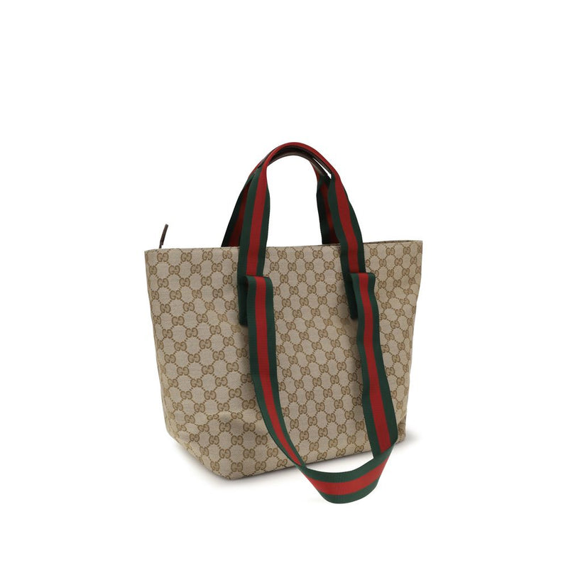 Gucci Beige Fabric Shoulder Bag - Small GG Motif Tote