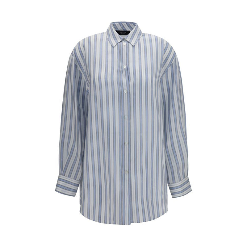 Gucci Baiadera Blue Silk Jacquard Shirt for Women