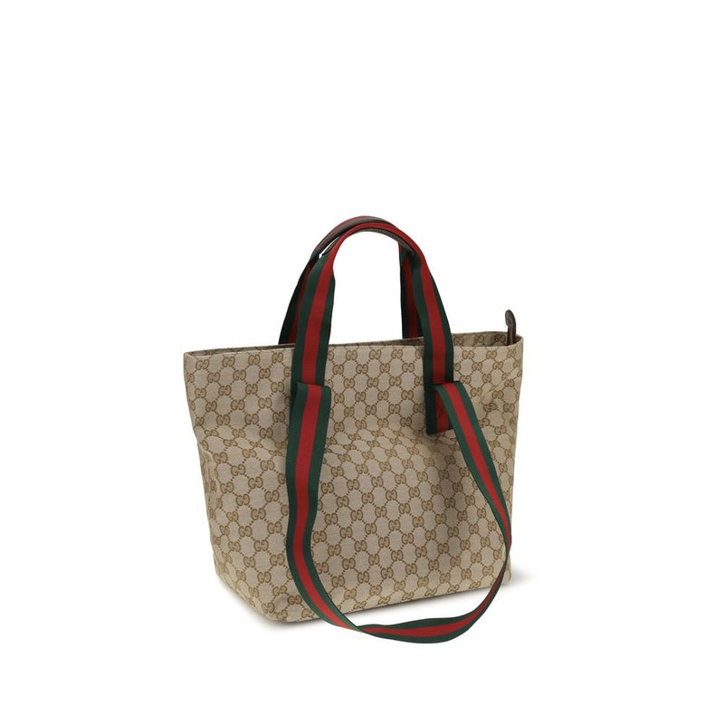 Gucci Beige Fabric Shoulder Bag - Small GG Motif Tote