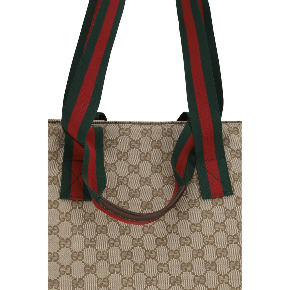 Gucci Beige Fabric Shoulder Bag - Small GG Motif Tote