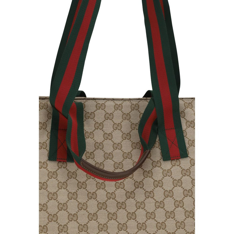 Gucci Beige Fabric Shoulder Bag - Small GG Motif Tote