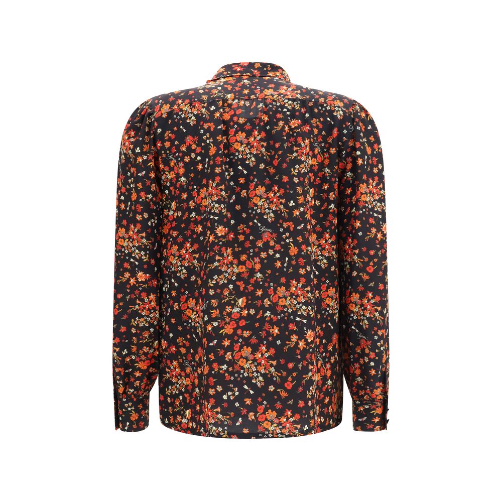 Gucci Multicolor Silk Shirt with Tie-Neck Bow