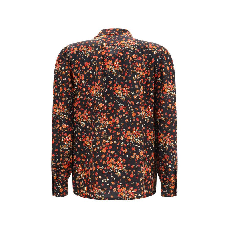 Gucci Multicolor Silk Shirt with Tie-Neck Bow