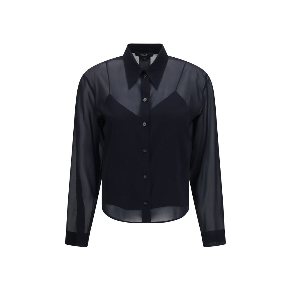 Gucci Black Silk Shirt - Elegant Stretch Chiffon Design