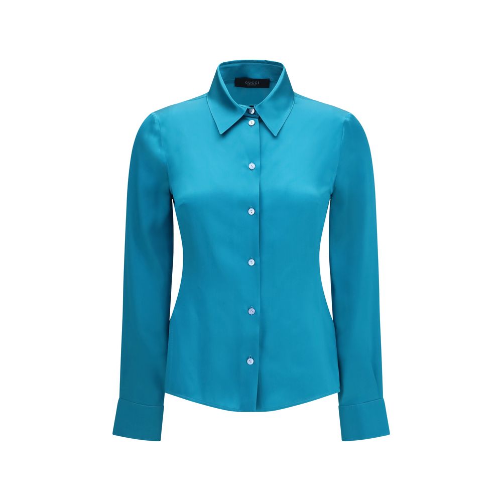 Gucci Blue Silk Dress Shirt - Elegant & Timeless Design