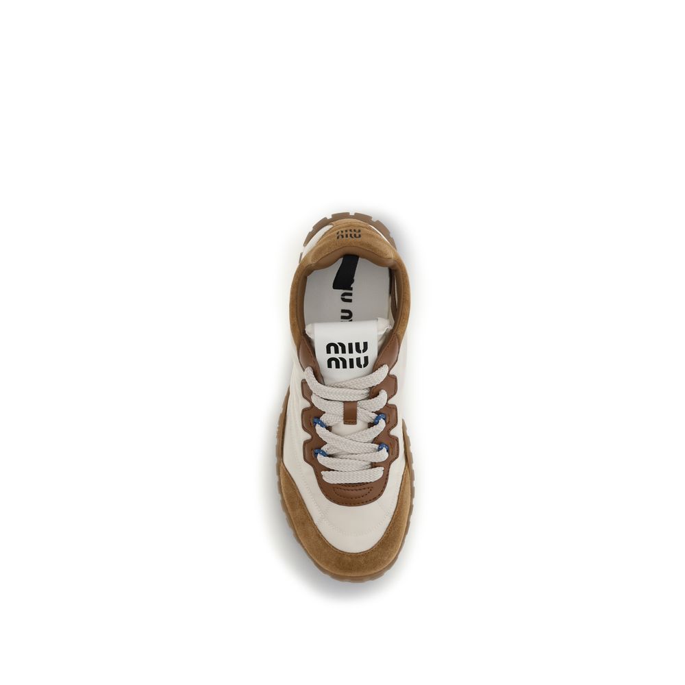 Miu Miu Beige Polyamide Athletic Sneakers for Women