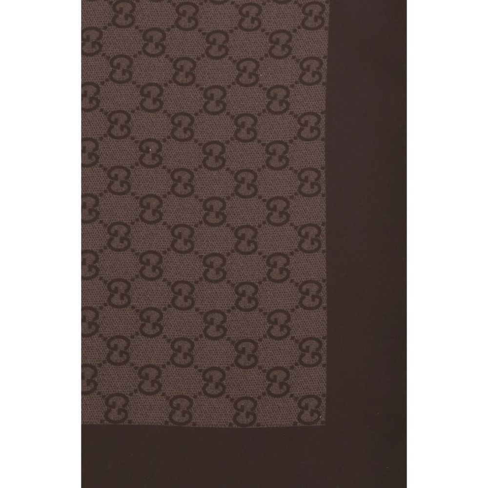 Gucci Brown Silk Foulard - GG Pattern Scarf