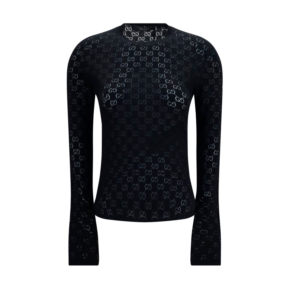 Gucci GG Dévoré Black Cotton T-Shirt for Women