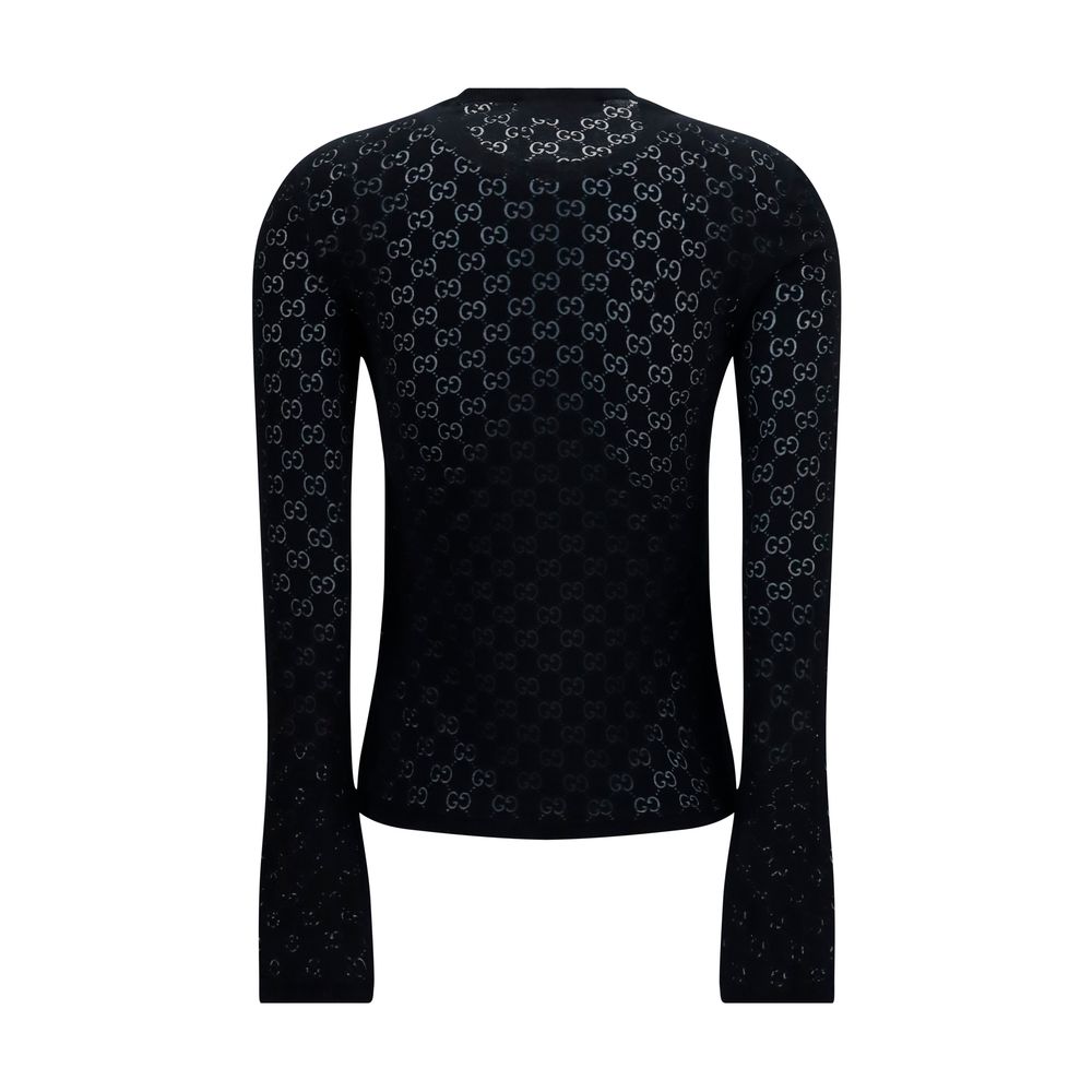Gucci GG Dévoré Black Cotton T-Shirt for Women