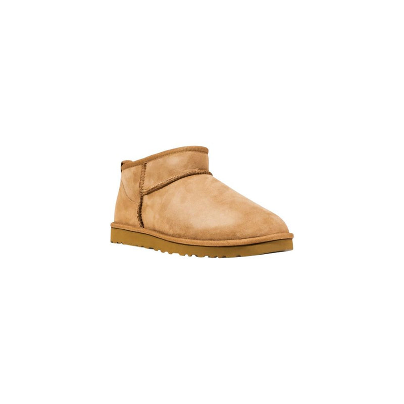 UGG M CLASSIC ULTRA MINI Beige Leather Ankle Boots for Men