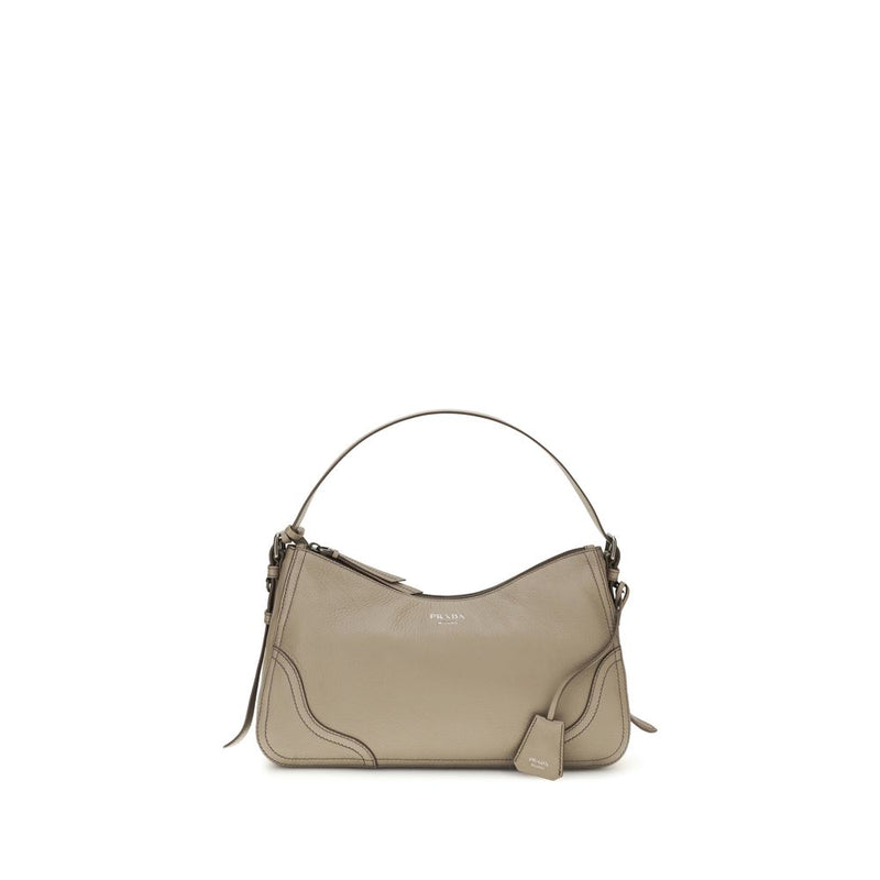 Prada Gray Calf Leather Bos Taurus Shoulder Bag