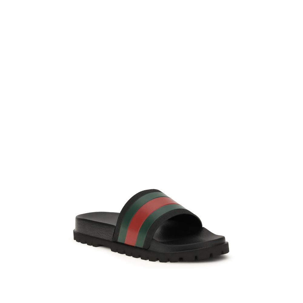 Gucci Black Rubber Slippers - Lido Collection
