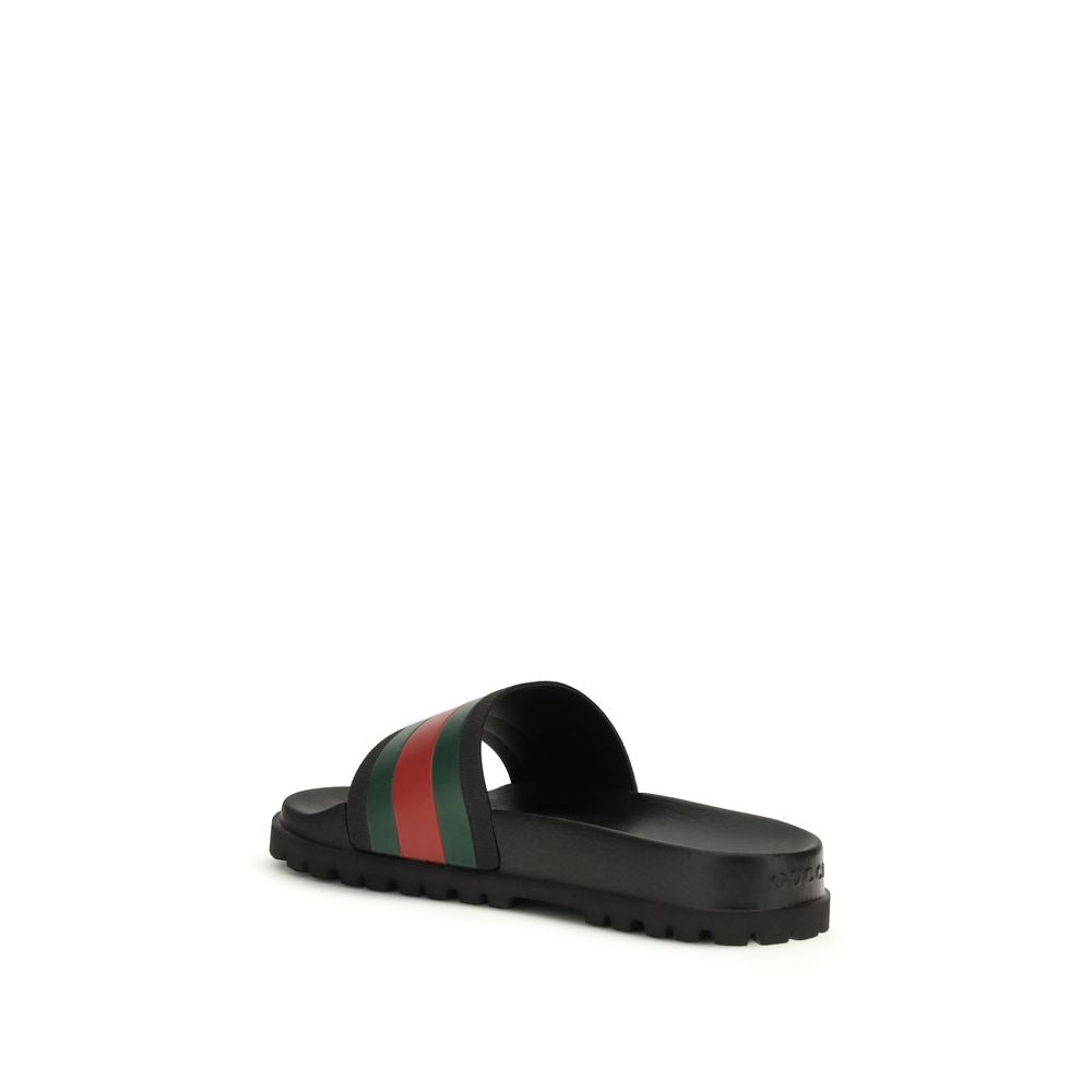 Gucci Black Rubber Slippers - Lido Collection