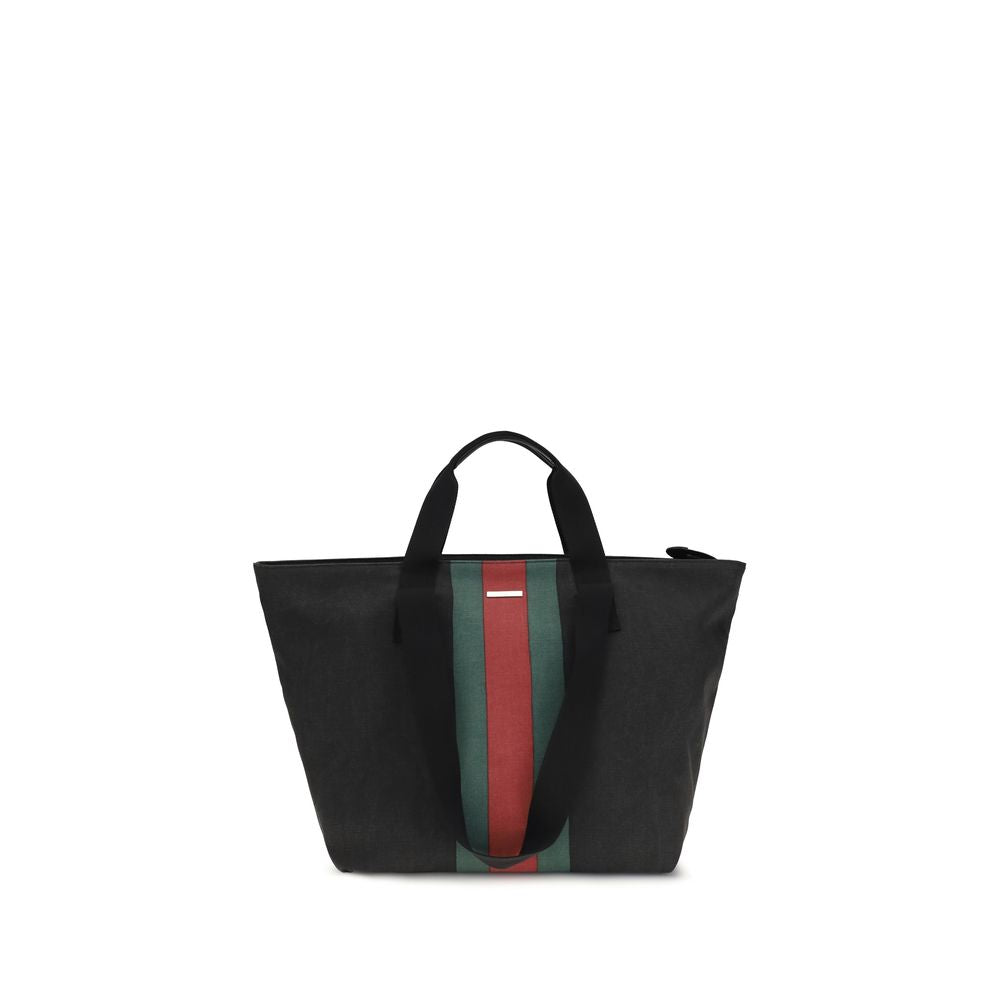 Gucci Black Fabric Shoulder Bag - Iconic Web Stripe Design