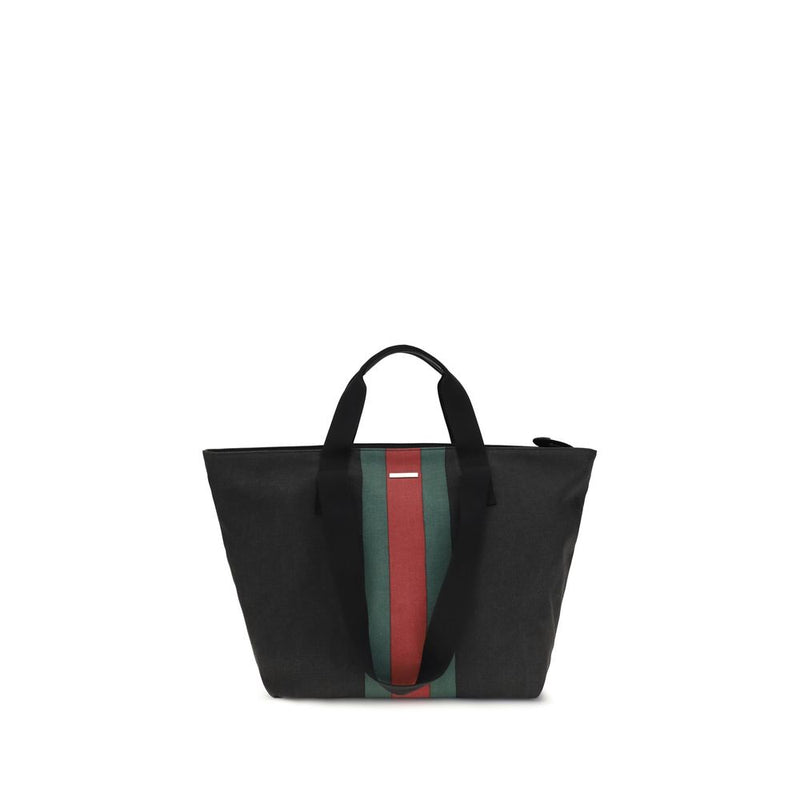 Gucci Black Fabric Shoulder Bag - Iconic Web Stripe Design
