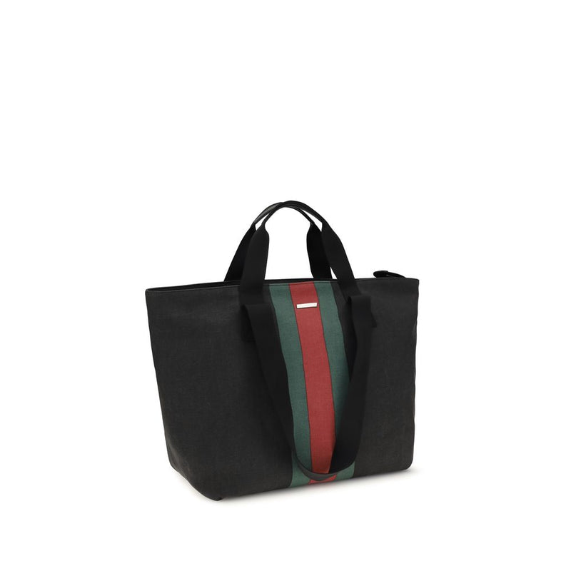 Gucci Black Fabric Shoulder Bag - Iconic Web Stripe Design