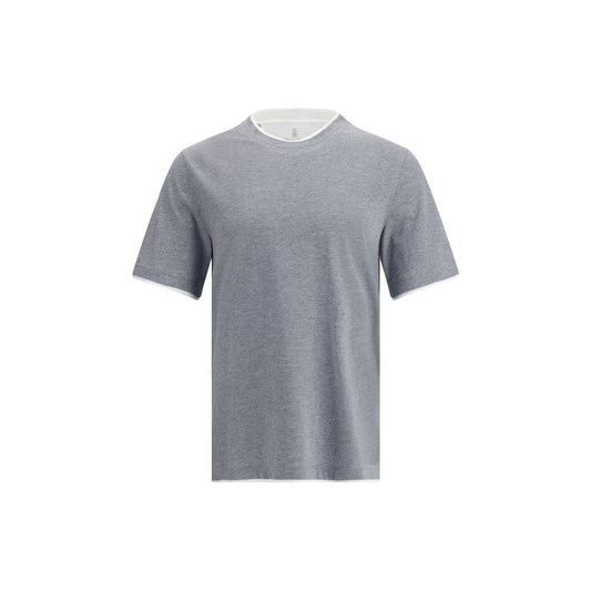 Brunello Cucinelli Gray Cotton T-Shirt for Men