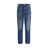 Brunello Cucinelli Blue Cotton Straight-Leg Jeans - 3XL
