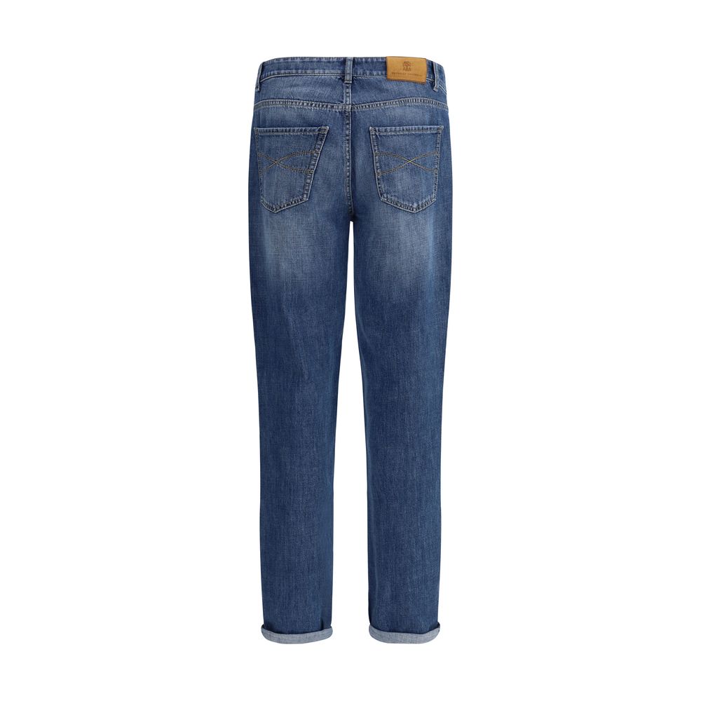 Brunello Cucinelli Blue Cotton Straight-Leg Jeans - 3XL
