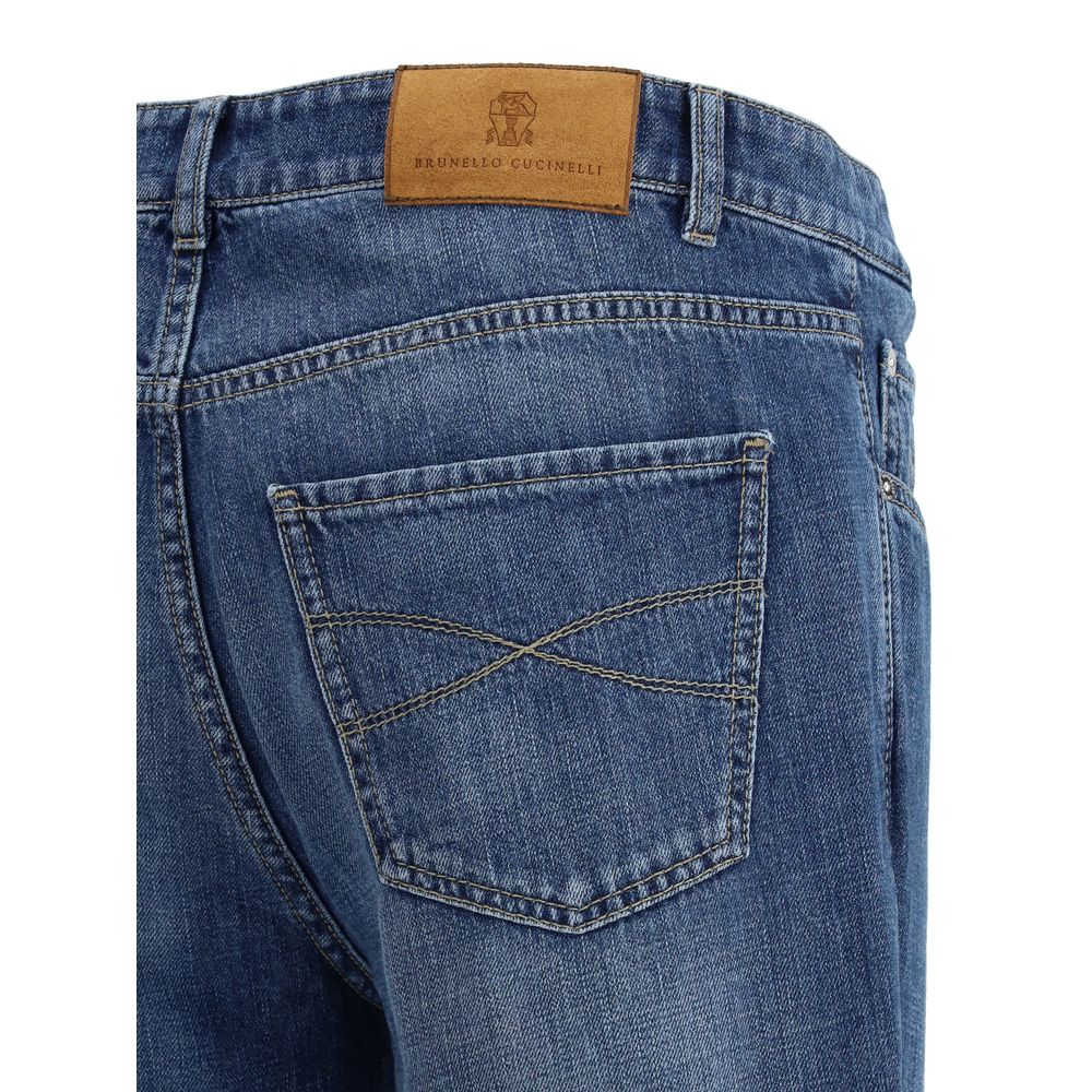 Brunello Cucinelli Blue Cotton Straight-Leg Jeans - 3XL