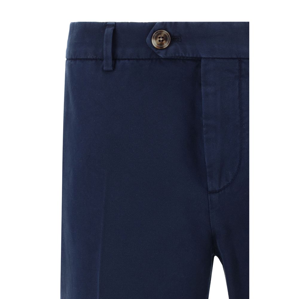 Brunello Cucinelli Blue Cotton Casual Pants for Men