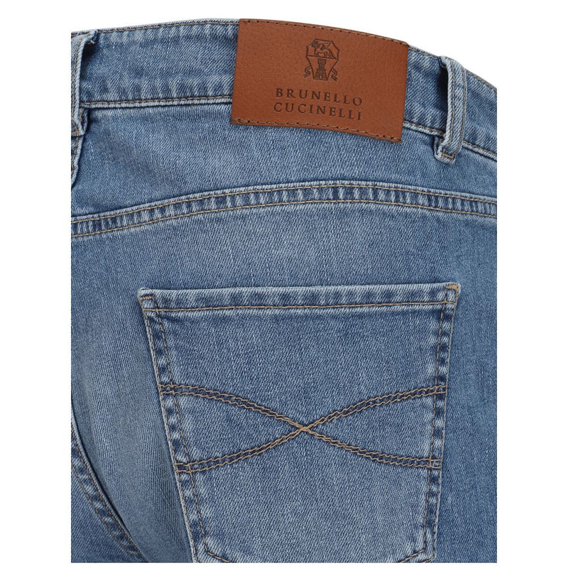 Brunello Cucinelli Blue Cotton Straight-Leg Jeans for Men