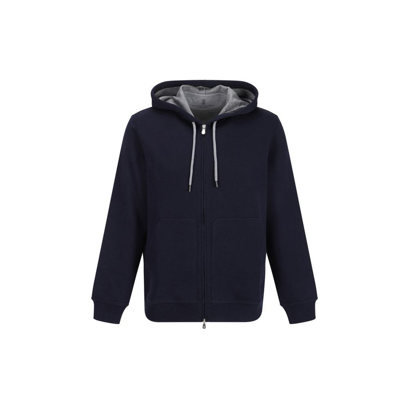 Brunello Cucinelli Blue Cotton Sweatshirt for Men