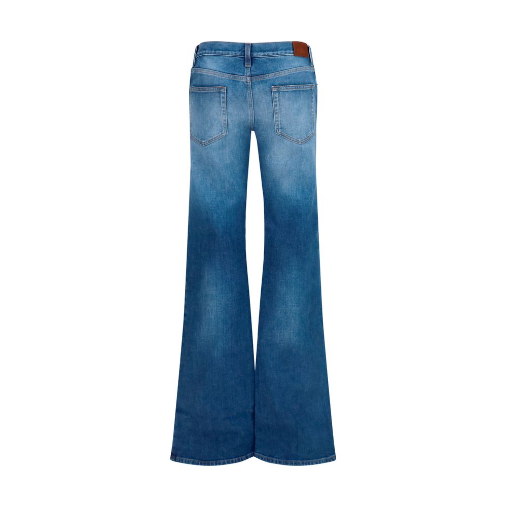 Gucci Blue Cotton Flared Jeans with Horsebit Detail