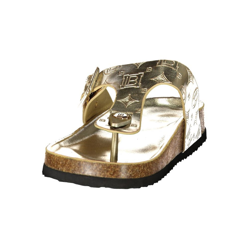 Laura Biagiotti Gold Poliuretano Women's Slide Sandals
