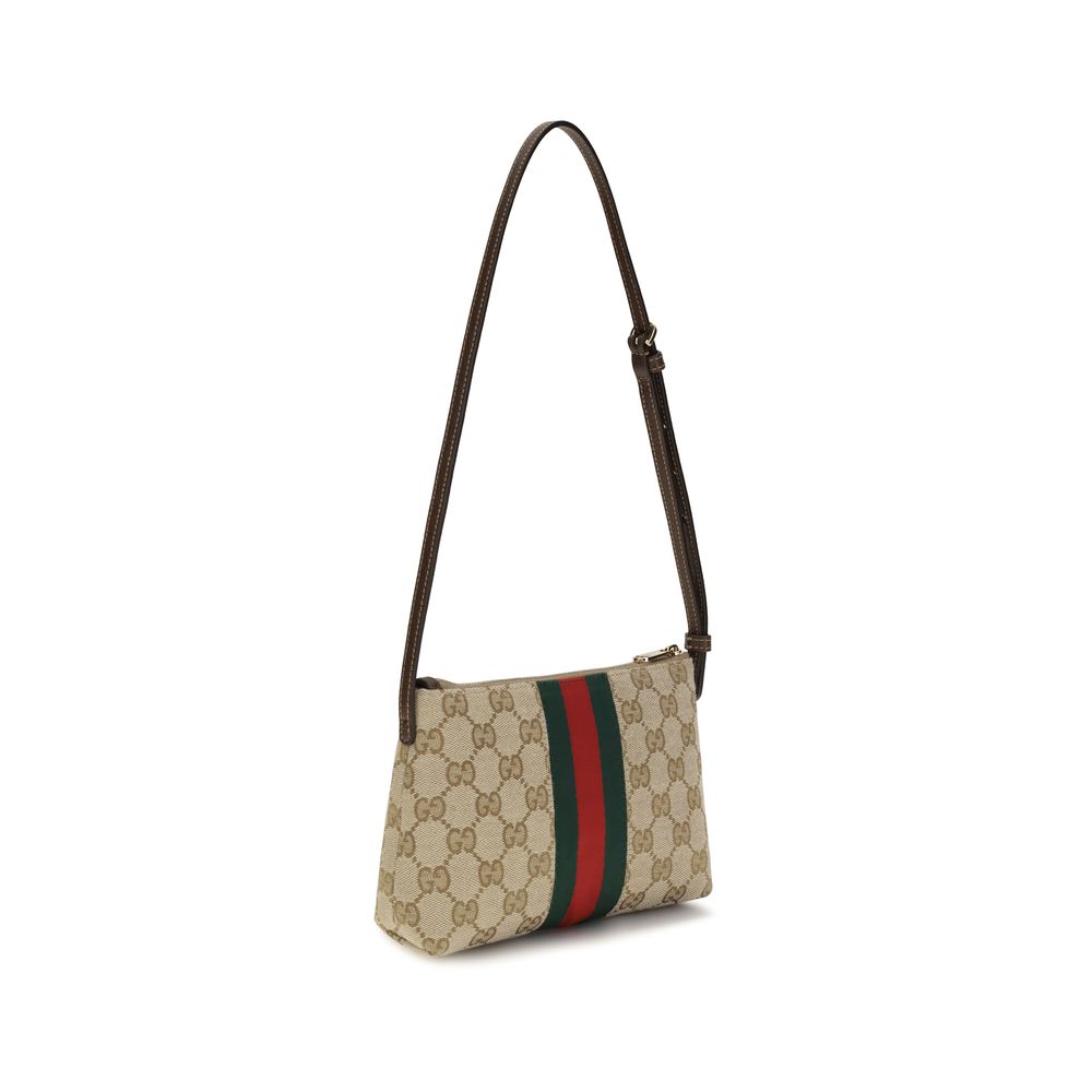 Gucci Beige GG Print Shoulder Bag with Horsebit Detail