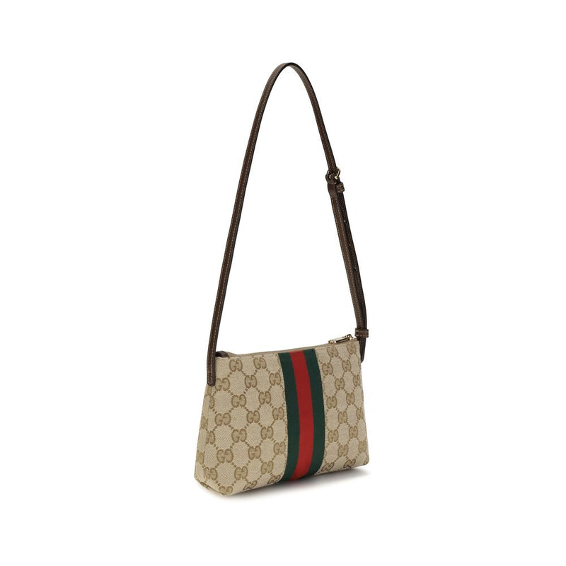 Gucci Beige GG Print Shoulder Bag with Horsebit Detail