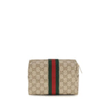 Gucci Medium Beauty Case with Web Stripe - Beige Cotton