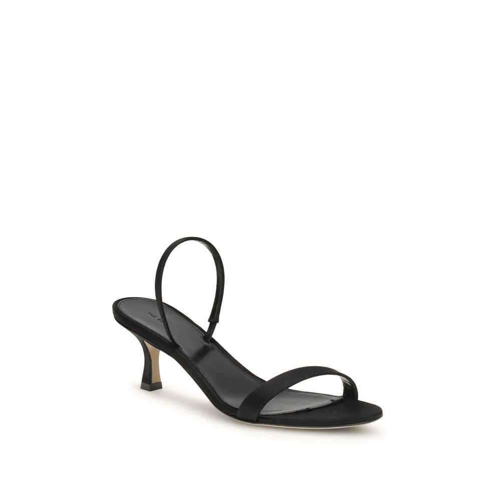 The Row Black Calf Leather Bos Taurus Strap-On Sandals
