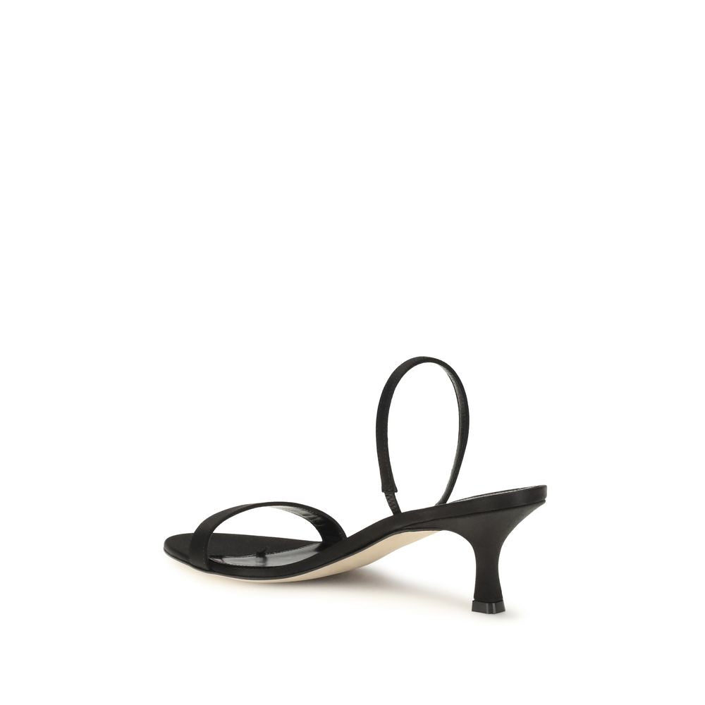 The Row Black Calf Leather Bos Taurus Strap-On Sandals