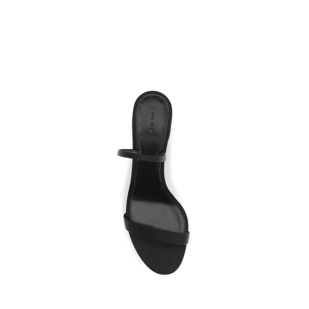 The Row Black Calf Leather Bos Taurus Strap-On Sandals