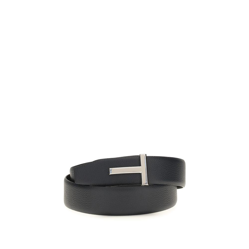 Tom Ford Black Calf Leather Bos Taurus Belt - Reversible Design