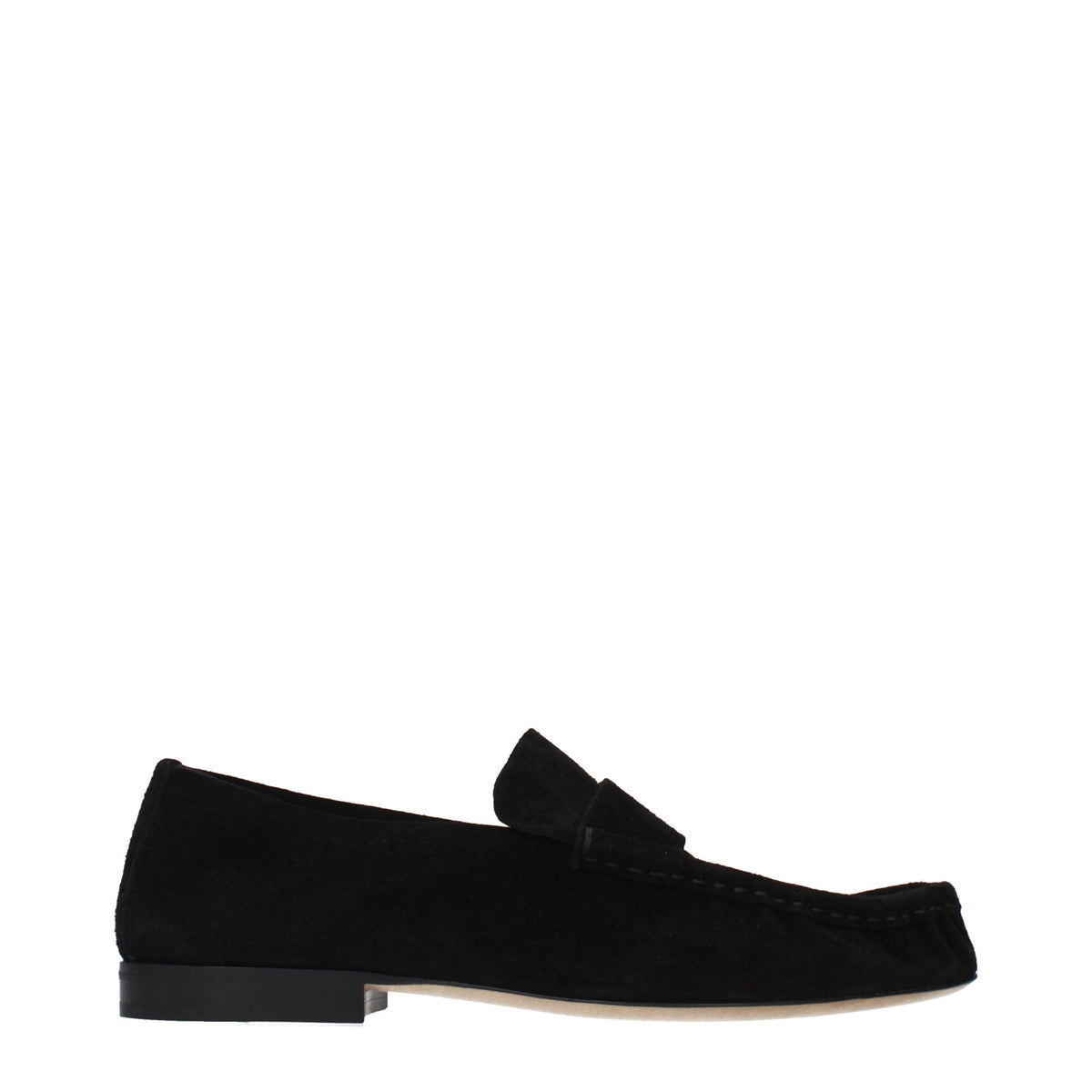 The Row Black Leather Slip-On Loafers for Women