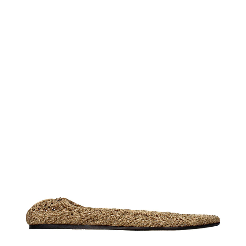 Isabel Marant Gold Fabric Ballet Flats for Women