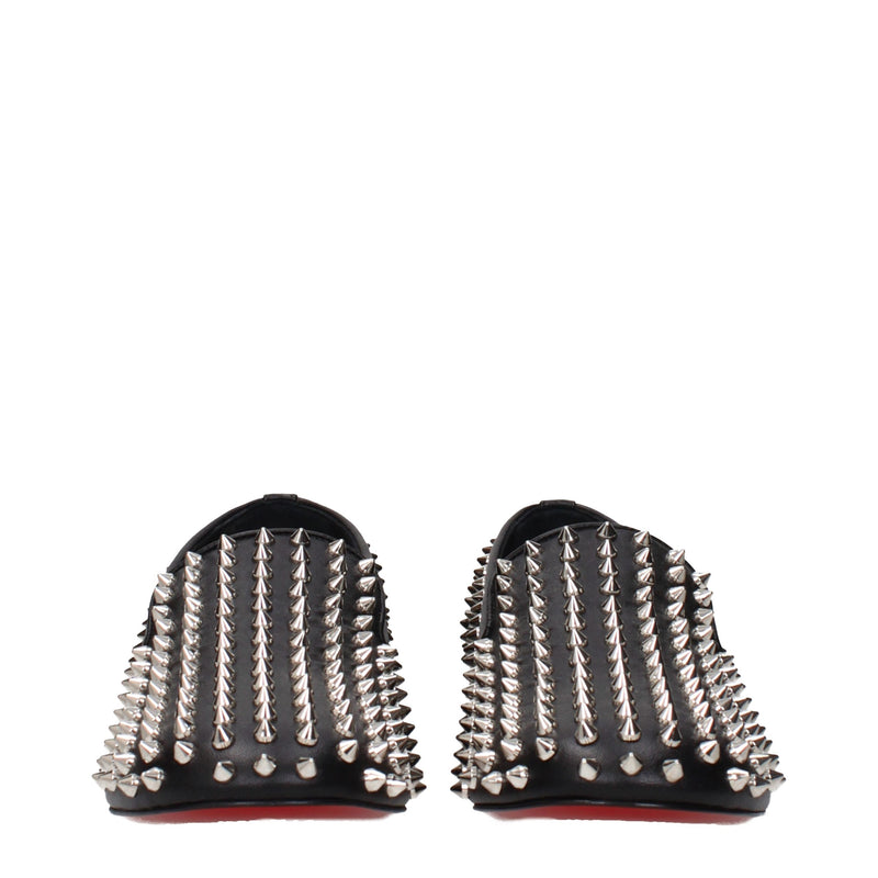 Christian Louboutin Black Leather Slip-On Loafers for Women