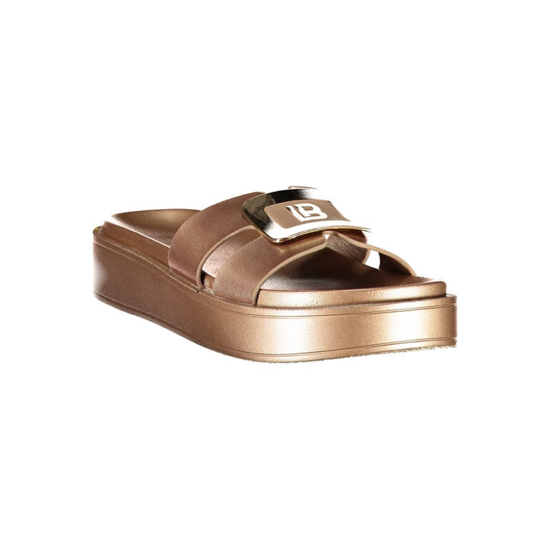 Laura Biagiotti Bronze Polyurethane Women's Sandal - Stylish Comfort