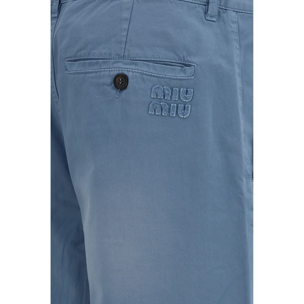 Miu Miu Blue Cotton Casual Pants for Women