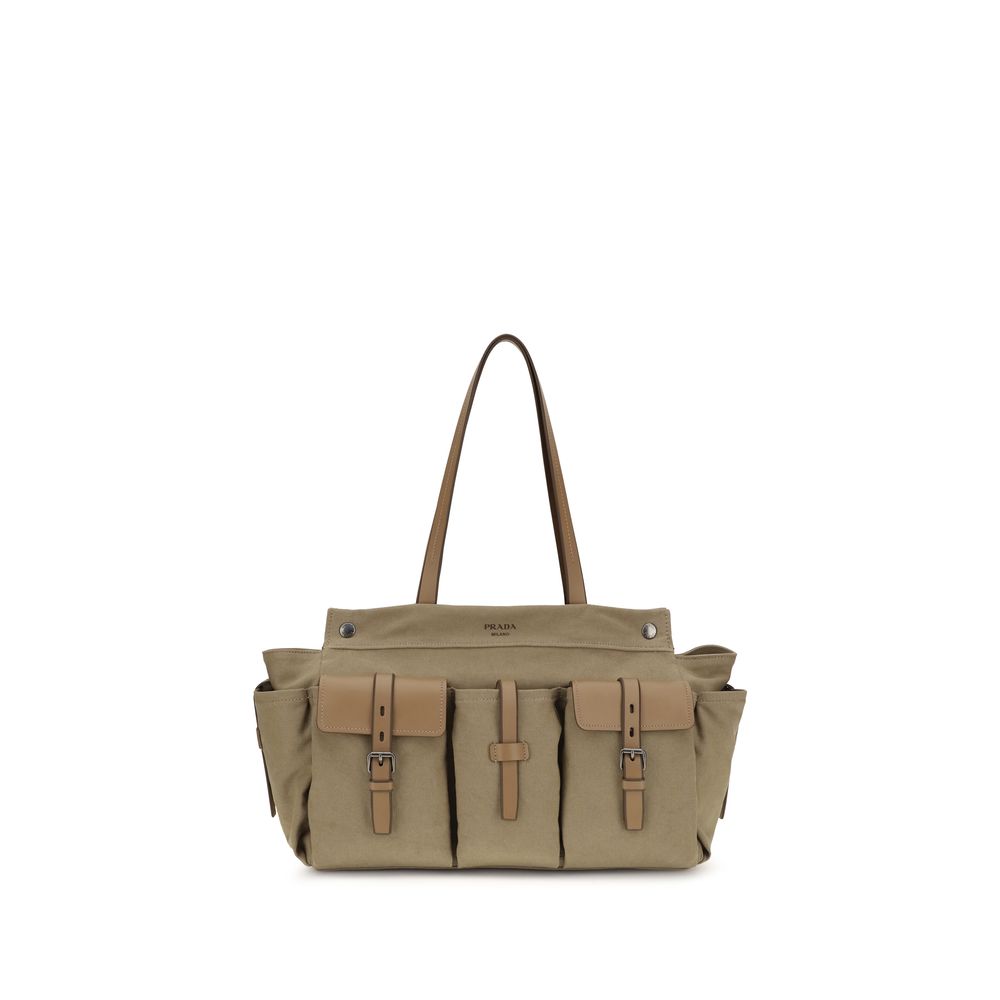 Prada Bicolor Cotton Shoulder Bag - Route Tote