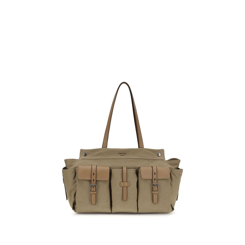Prada Bicolor Cotton Shoulder Bag - Route Tote