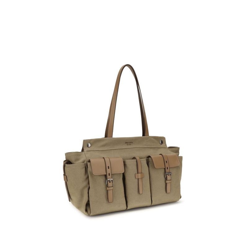 Prada Bicolor Cotton Shoulder Bag - Route Tote