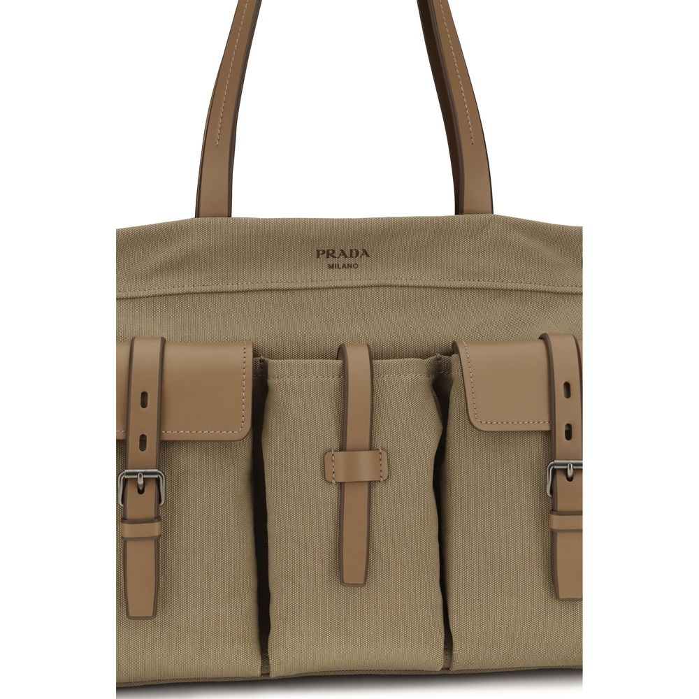 Prada Bicolor Cotton Shoulder Bag - Route Tote