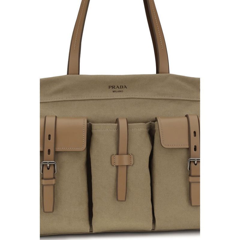 Prada Bicolor Cotton Shoulder Bag - Route Tote