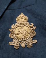 Dolce & Gabbana Blue Wool Logo Single Breasted Blazer